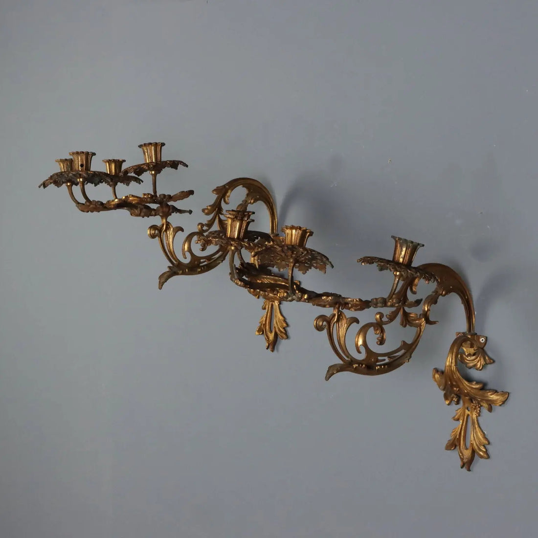 Antique Wall Lamps Baroque Style Gilded Bronze XX Century