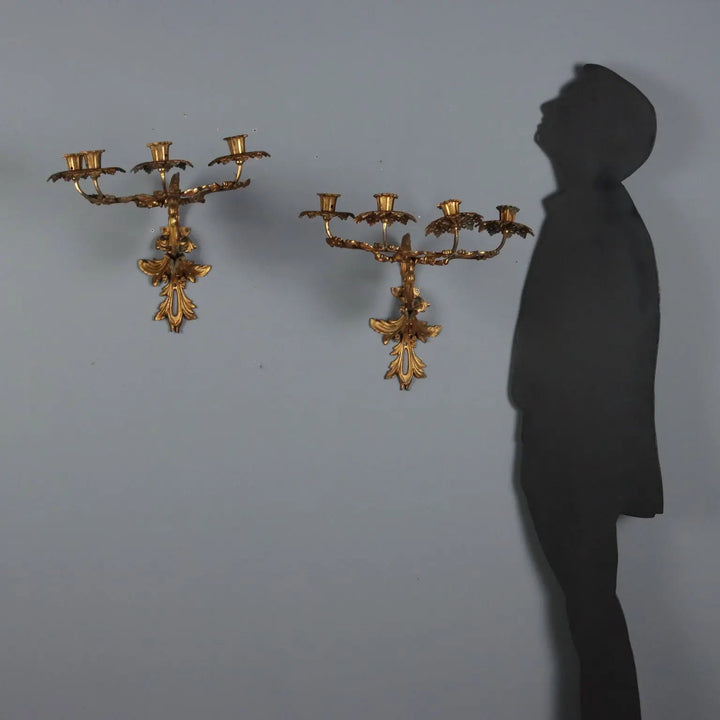Antique Wall Lamps Baroque Style Gilded Bronze XX Century