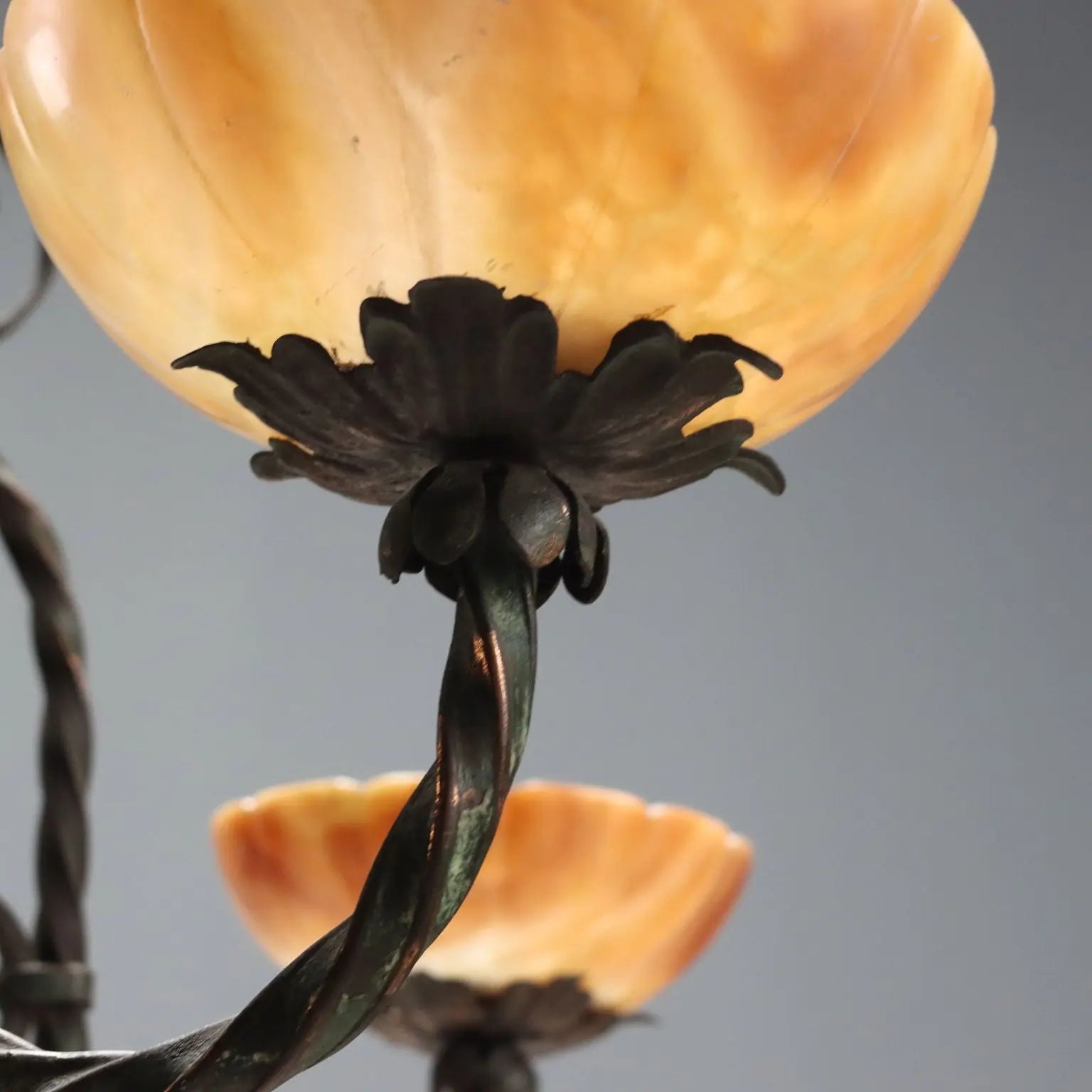Antique Chandelier Art Nouveau Metal 6 Lights Italy XX Century