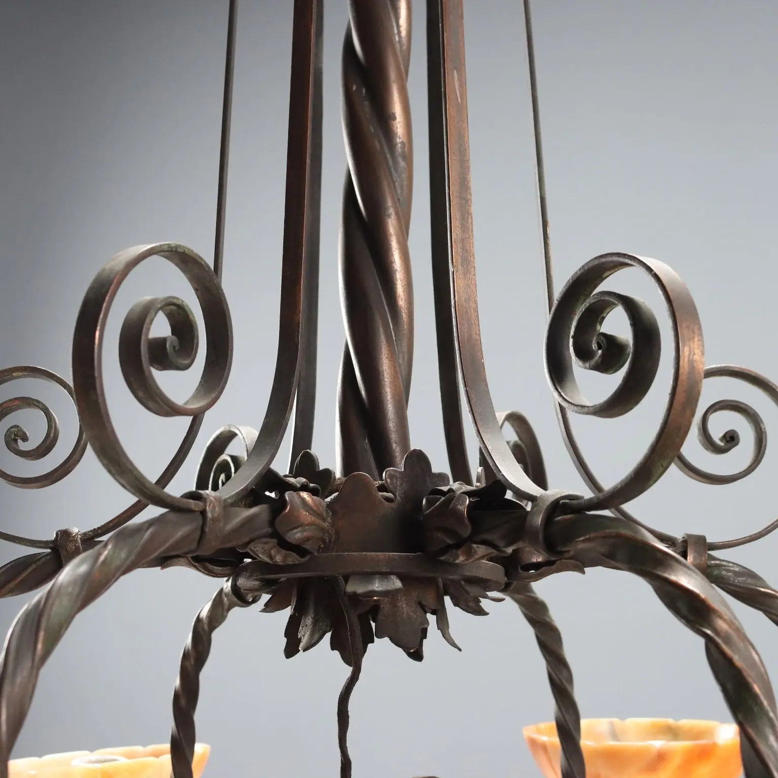 Antique Chandelier Art Nouveau Metal 6 Lights Italy XX Century
