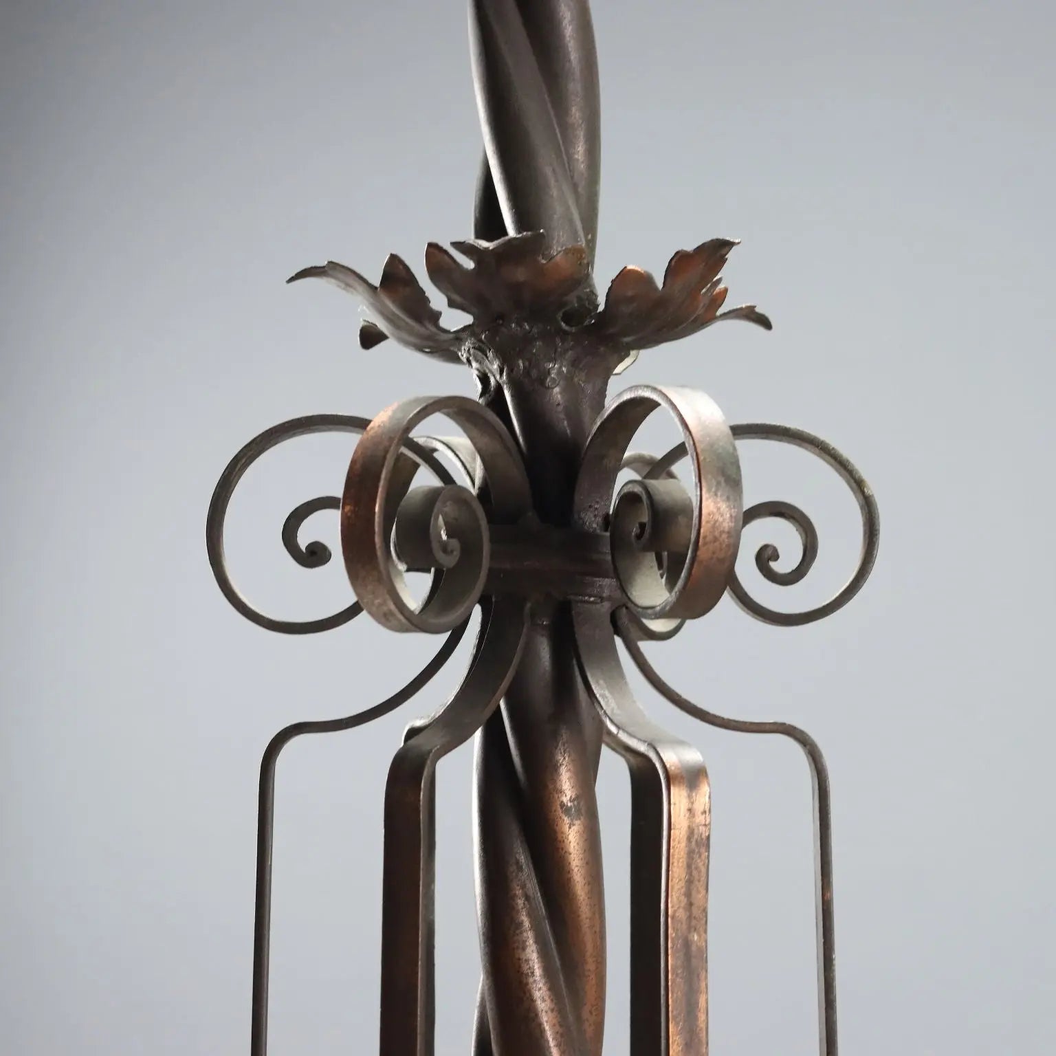 Antique Chandelier Art Nouveau Metal 6 Lights Italy XX Century