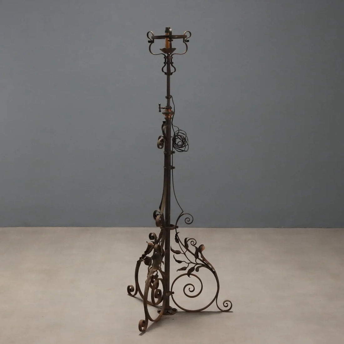 Antique Candelabra Wrought Iron Adjustable Italy XIX Century
