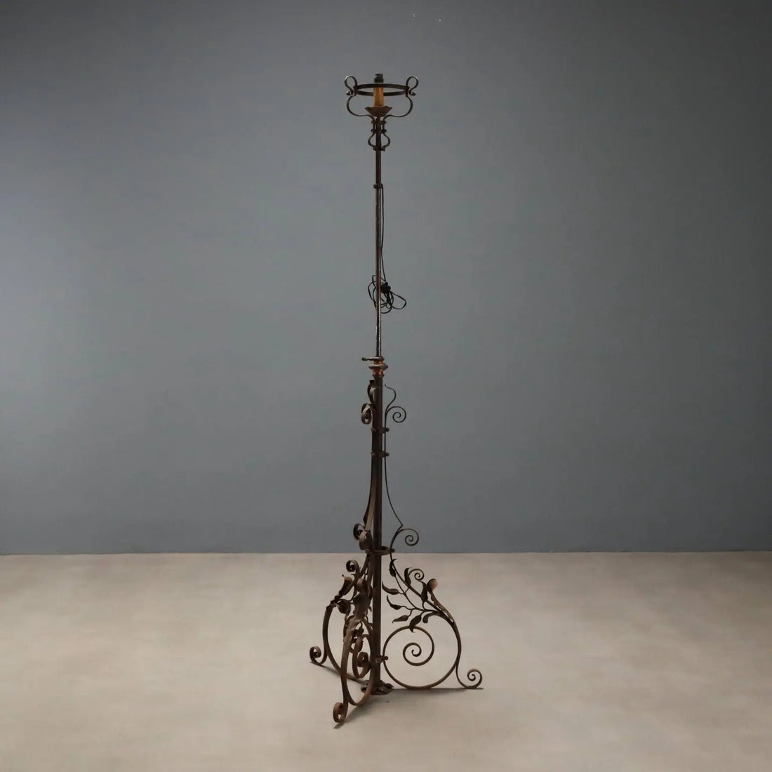 Antique Candelabra Wrought Iron Adjustable Italy XIX Century