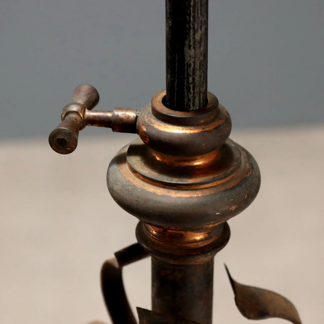 Antique Candelabra Wrought Iron Adjustable Italy XIX Century