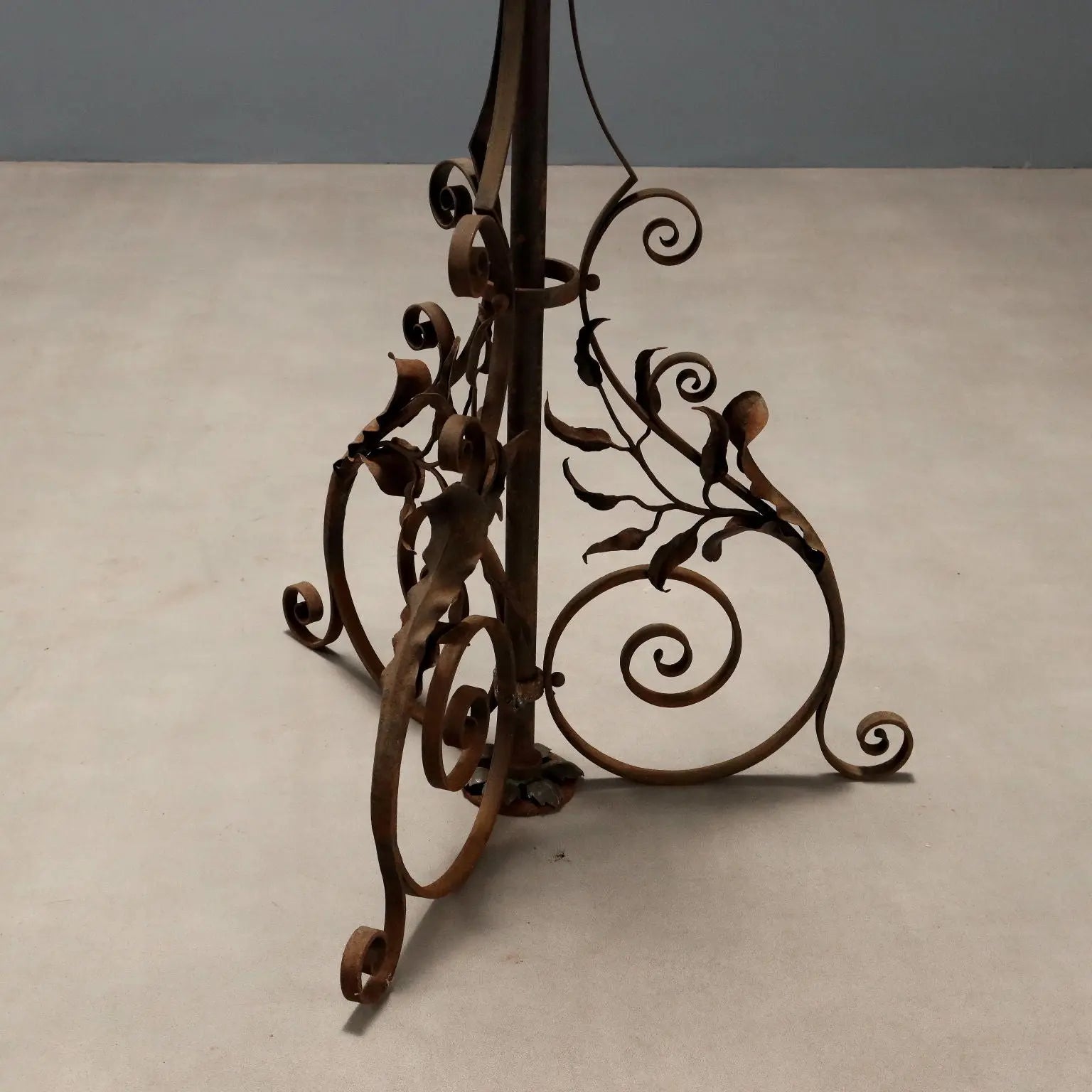 Antique Candelabra Wrought Iron Adjustable Italy XIX Century