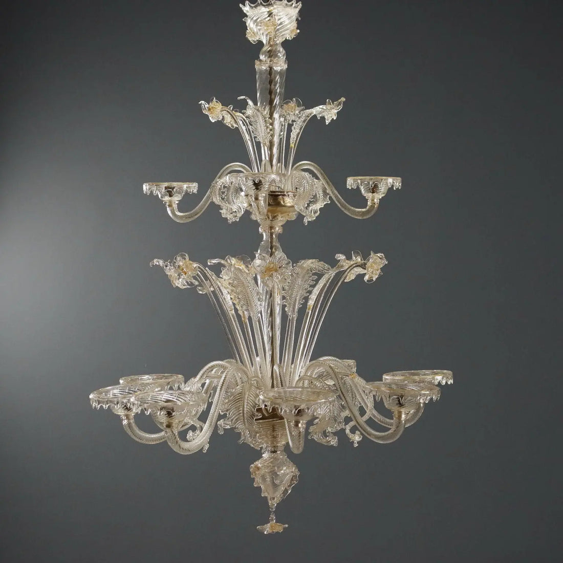 Antique Chandelier Blown Glass 12 Lights Italy XX Century