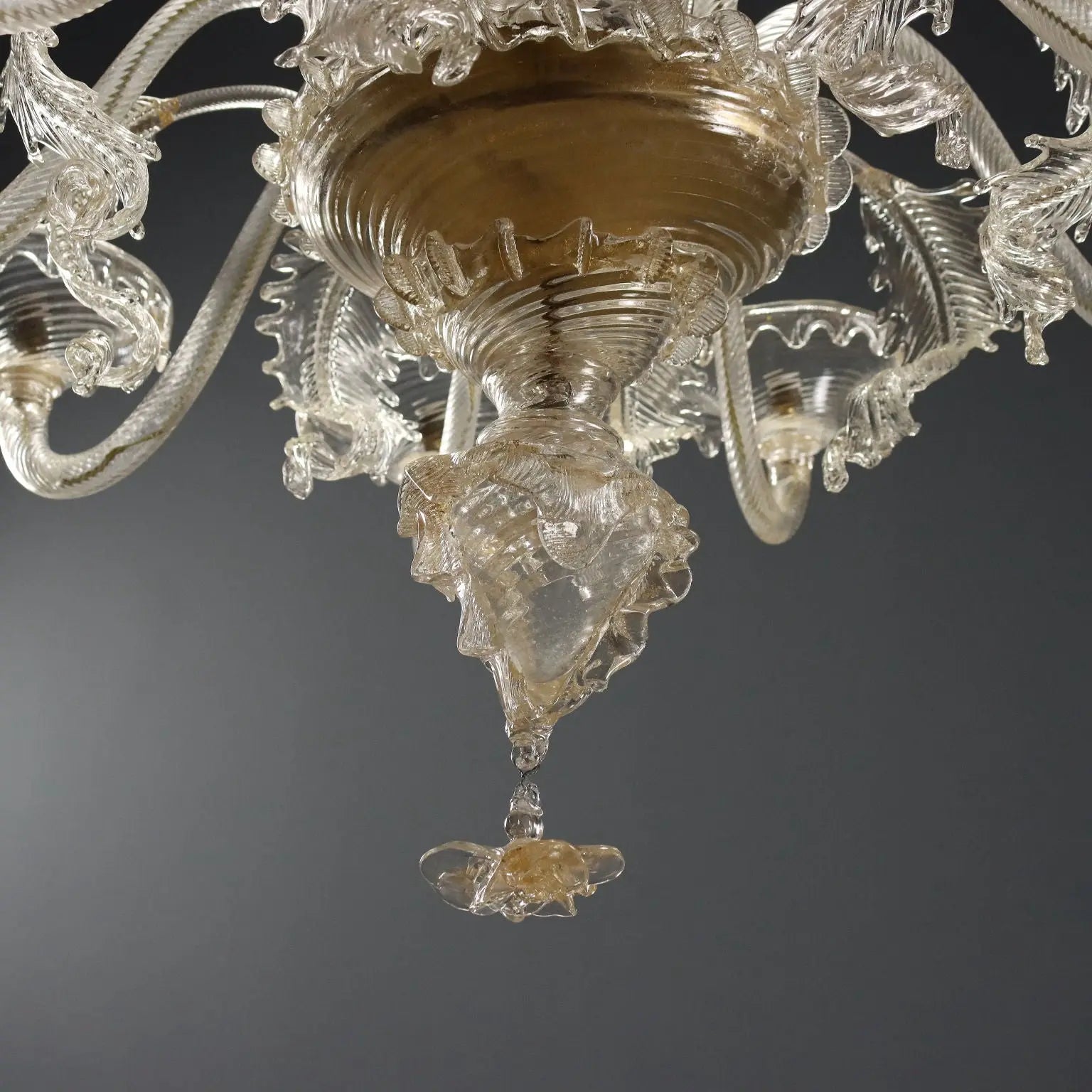 Antique Chandelier Blown Glass 12 Lights Italy XX Century