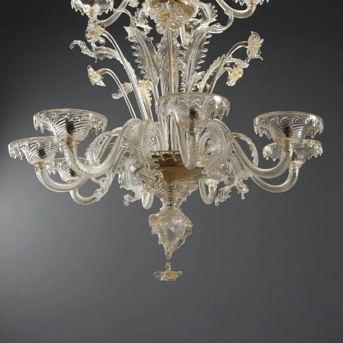 Antique Chandelier Blown Glass 12 Lights Italy XX Century