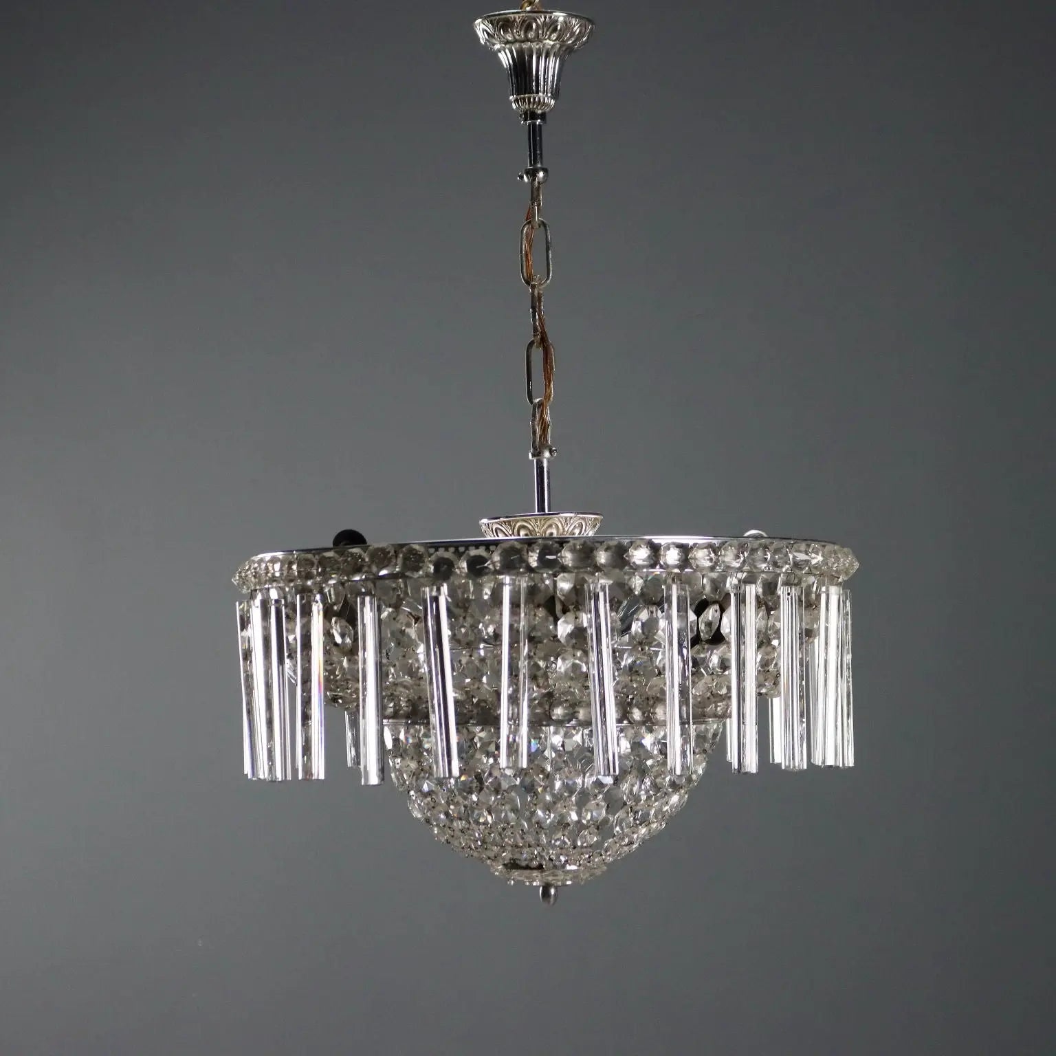 Empire-Style Chandelier Metal Glass 20th Century
