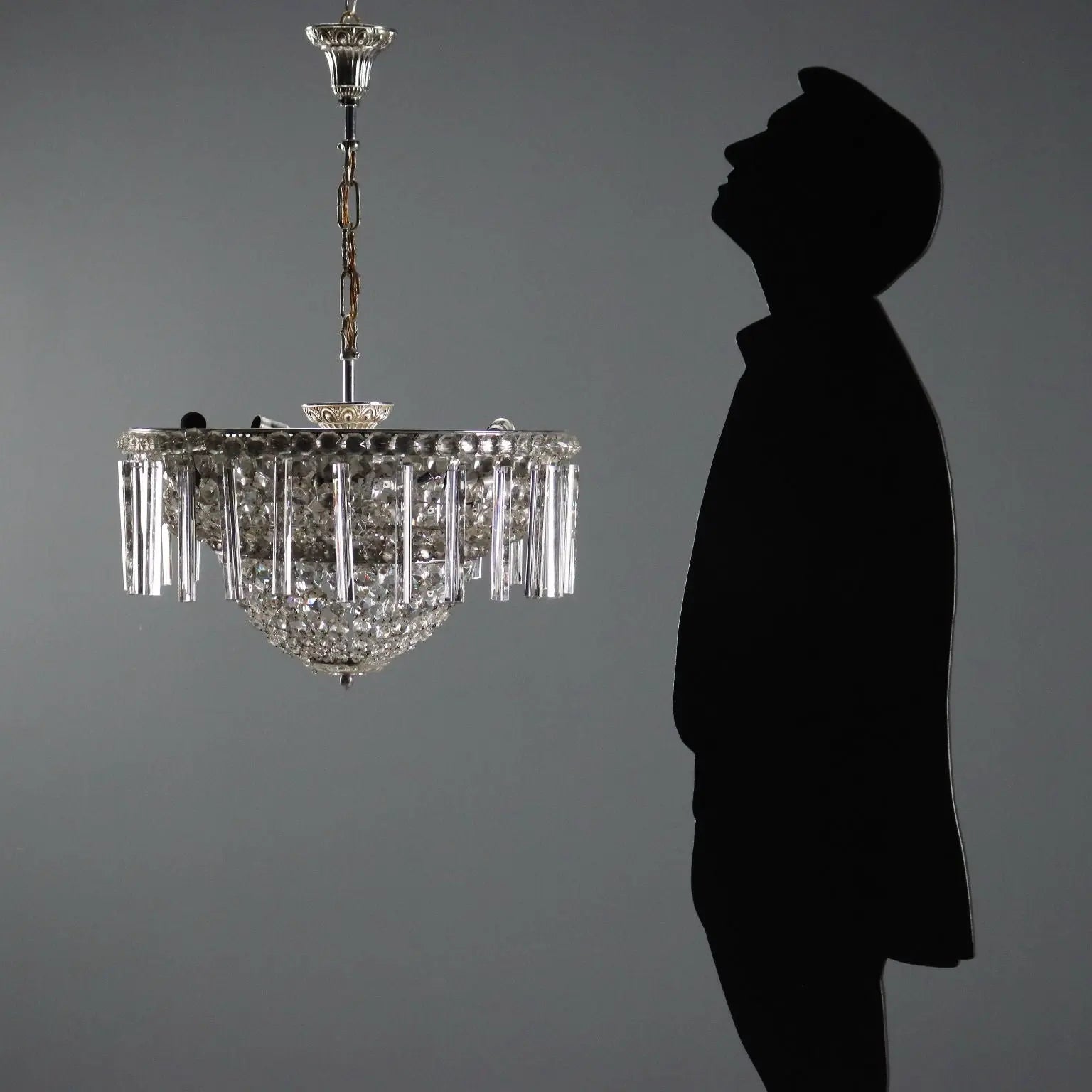 Empire-Style Chandelier Metal Glass 20th Century