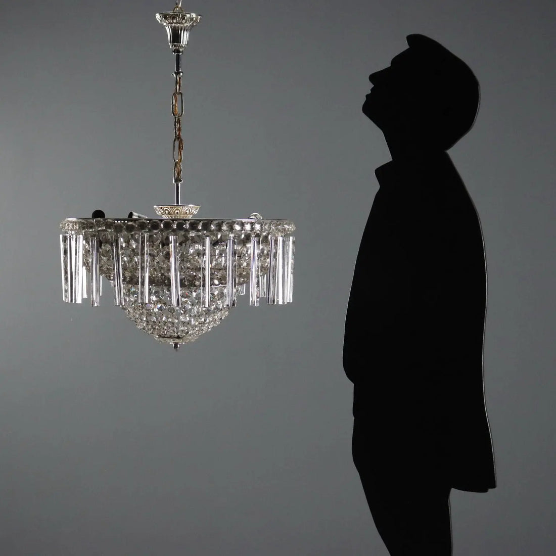 Empire-Style Chandelier Metal Glass 20th Century