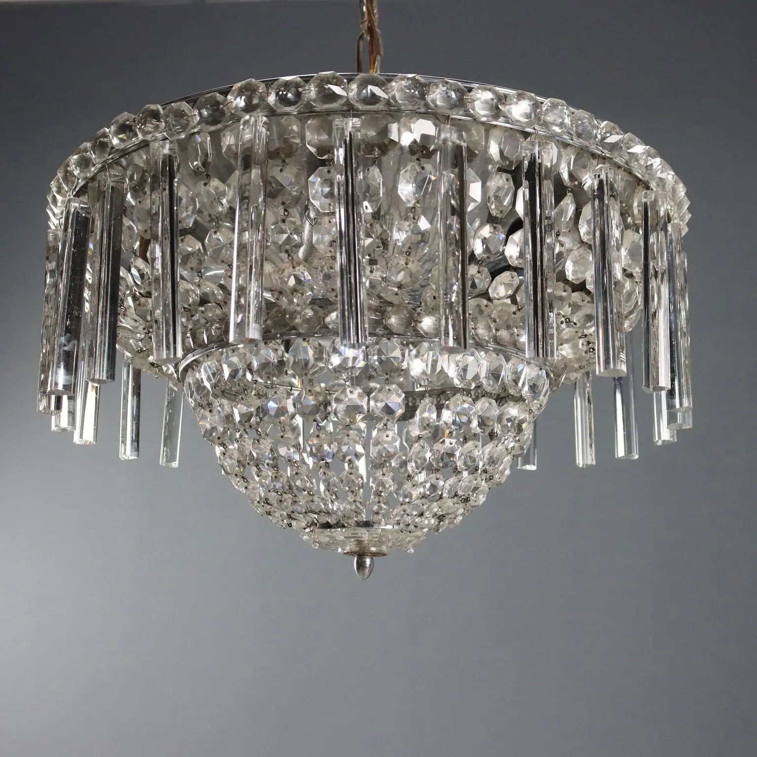 Empire-Style Chandelier Metal Glass 20th Century