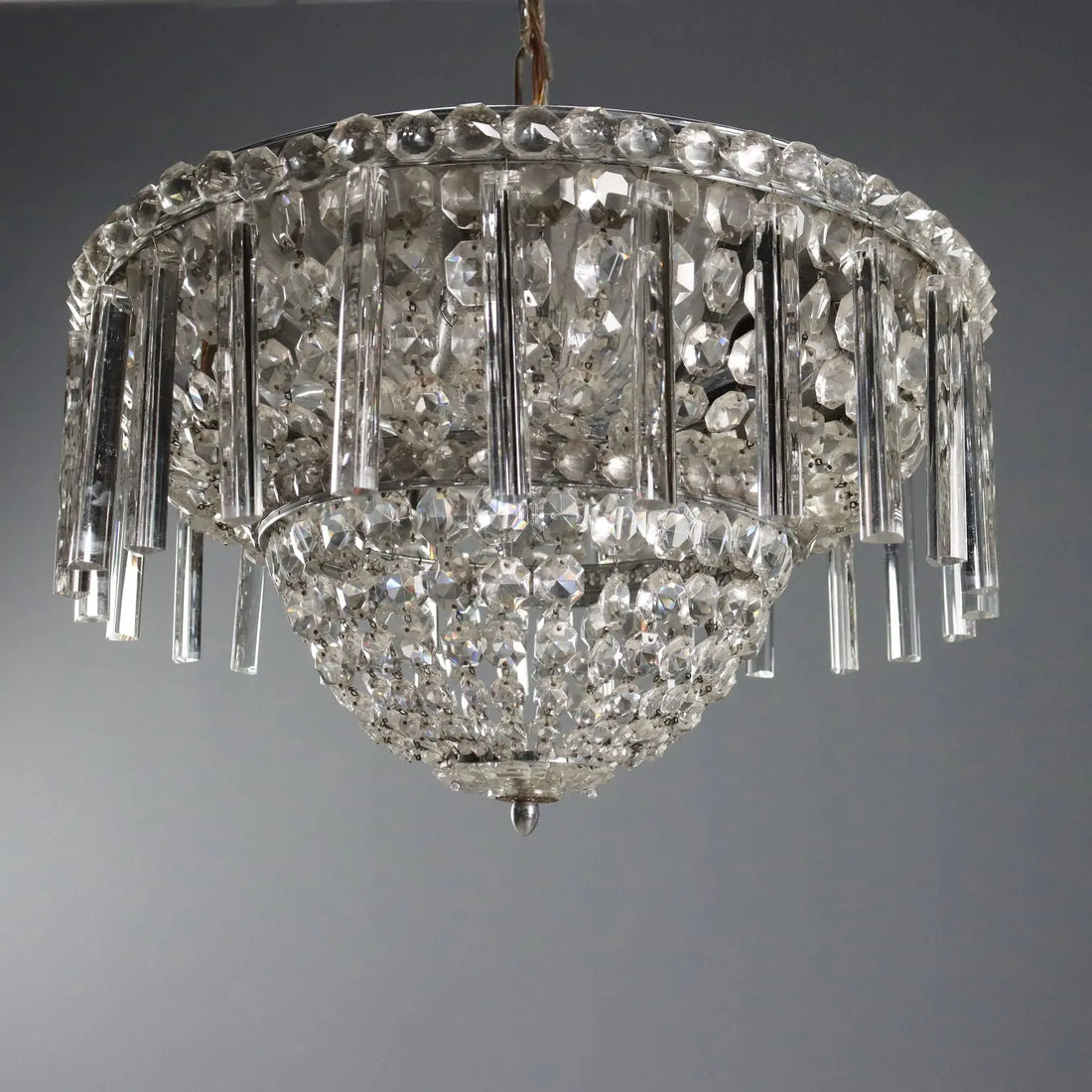 Empire-Style Chandelier Metal Glass 20th Century