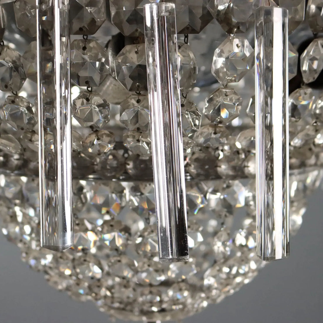 Empire-Style Chandelier Metal Glass 20th Century
