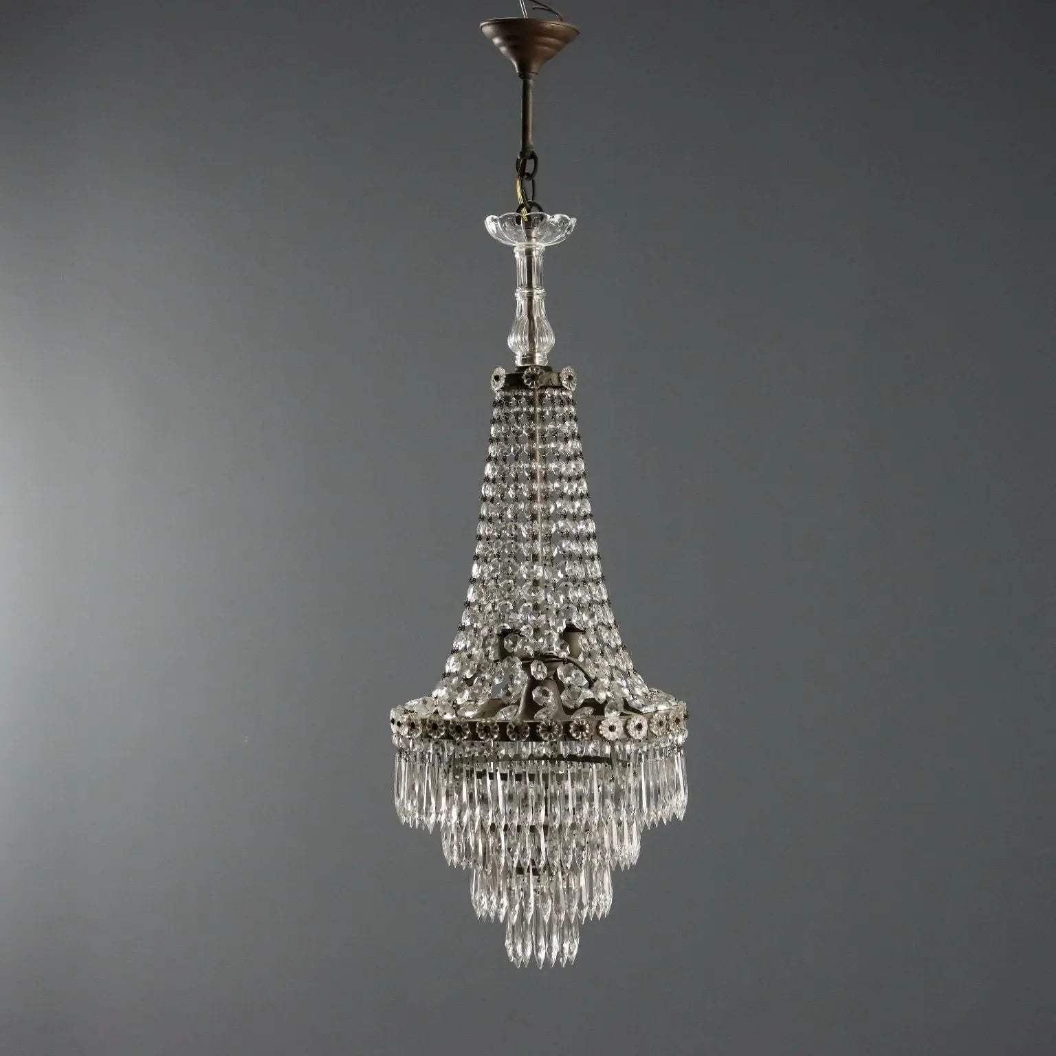 Antique Balloon-Shaped Chandelier Glass Italy XIX Century