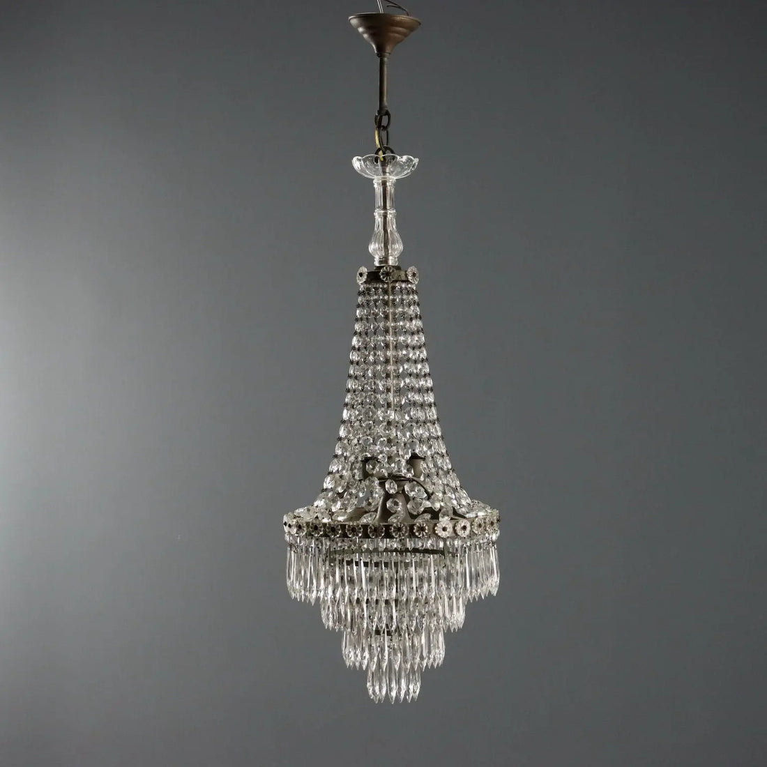 Antique Balloon-Shaped Chandelier Glass Italy XIX Century