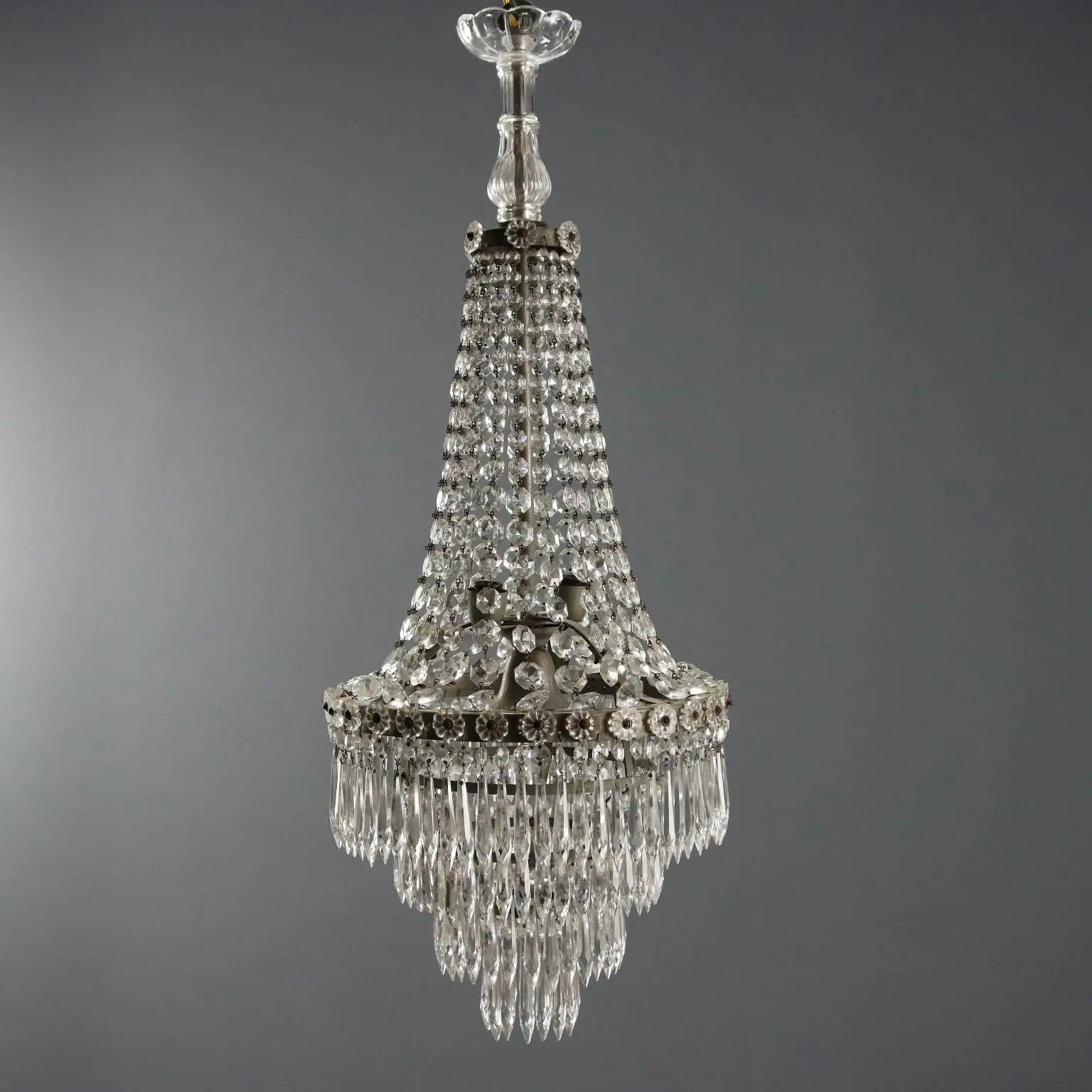 Antique Balloon-Shaped Chandelier Glass Italy XIX Century