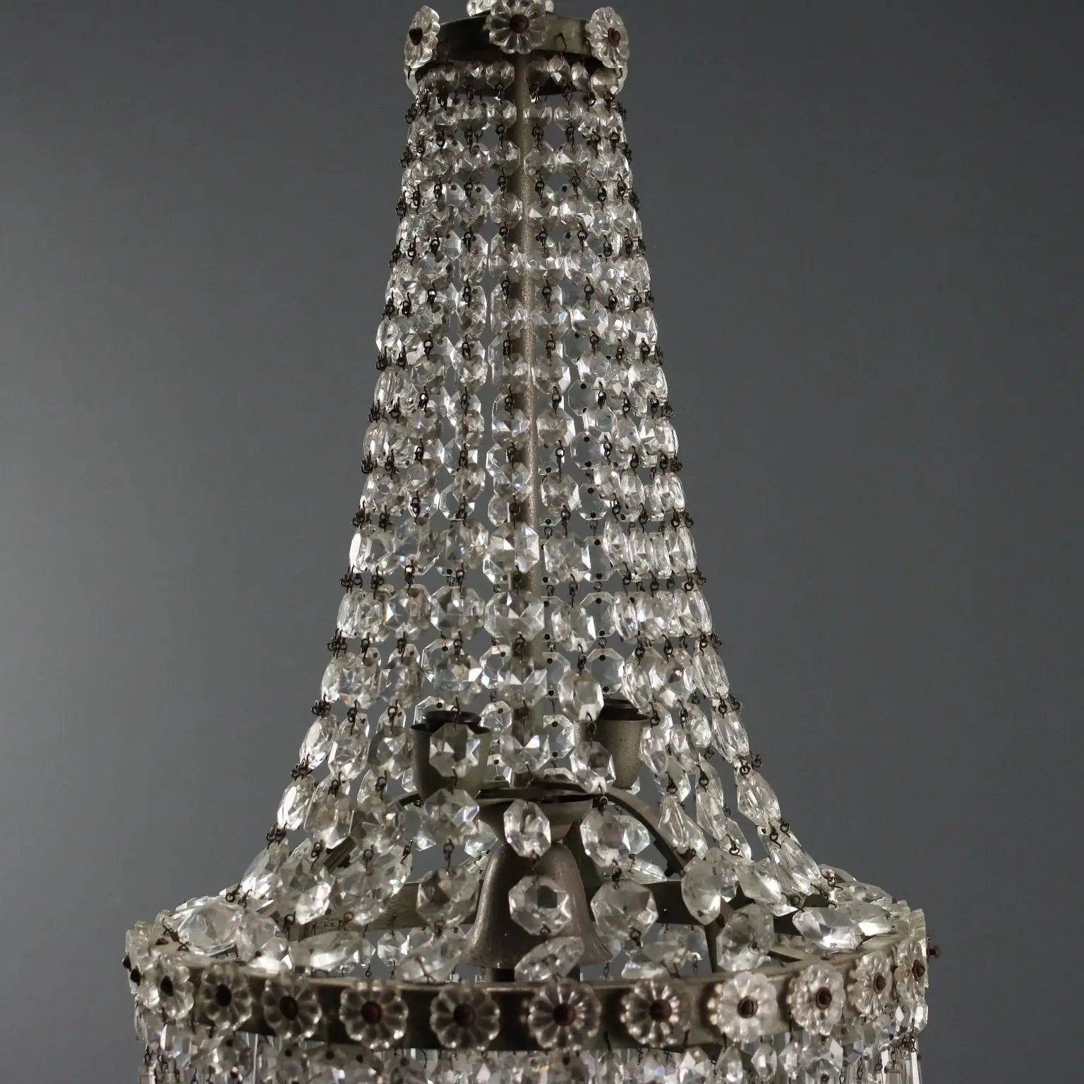 Antique Balloon-Shaped Chandelier Glass Italy XIX Century