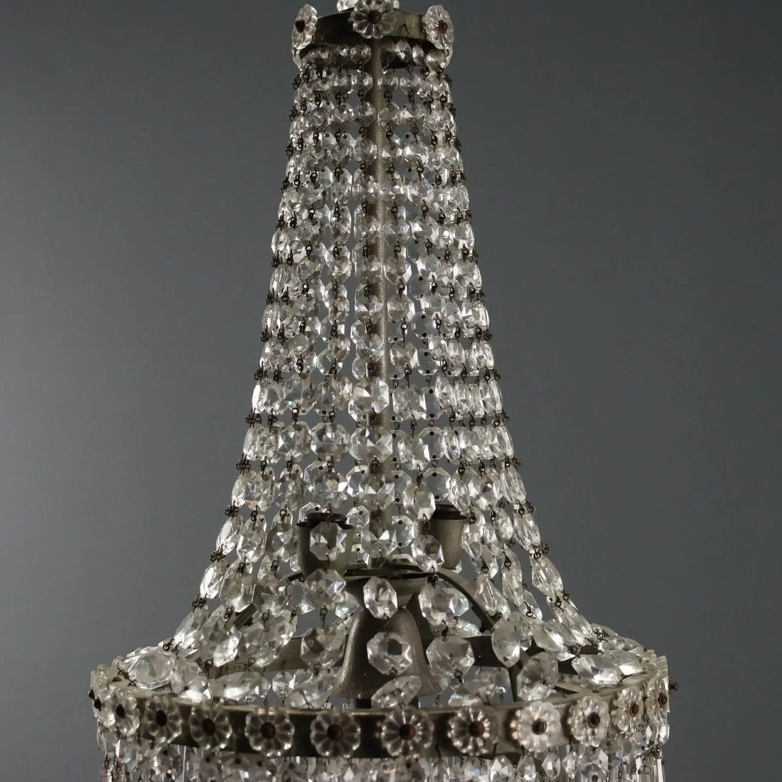 Antique Balloon-Shaped Chandelier Glass Italy XIX Century