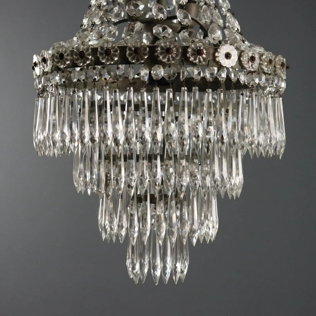 Antique Balloon-Shaped Chandelier Glass Italy XIX Century