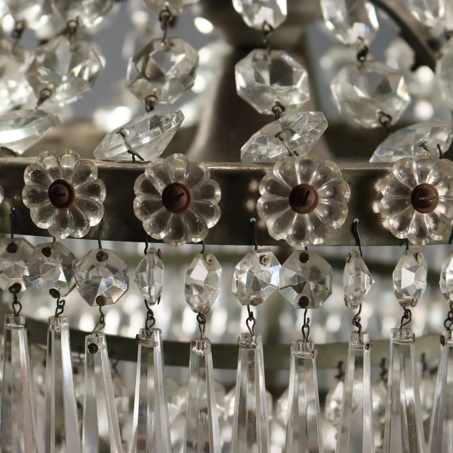Antique Balloon-Shaped Chandelier Glass Italy XIX Century