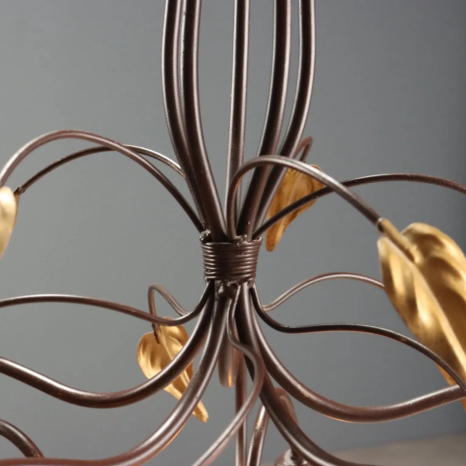 Antique Chandelier Art Nouveau Style Glass Metal XX Century
