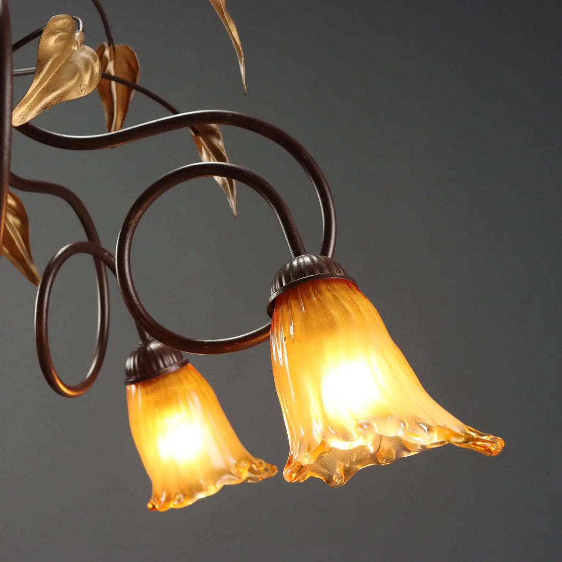 Antique Chandelier Art Nouveau Style Glass Metal XX Century
