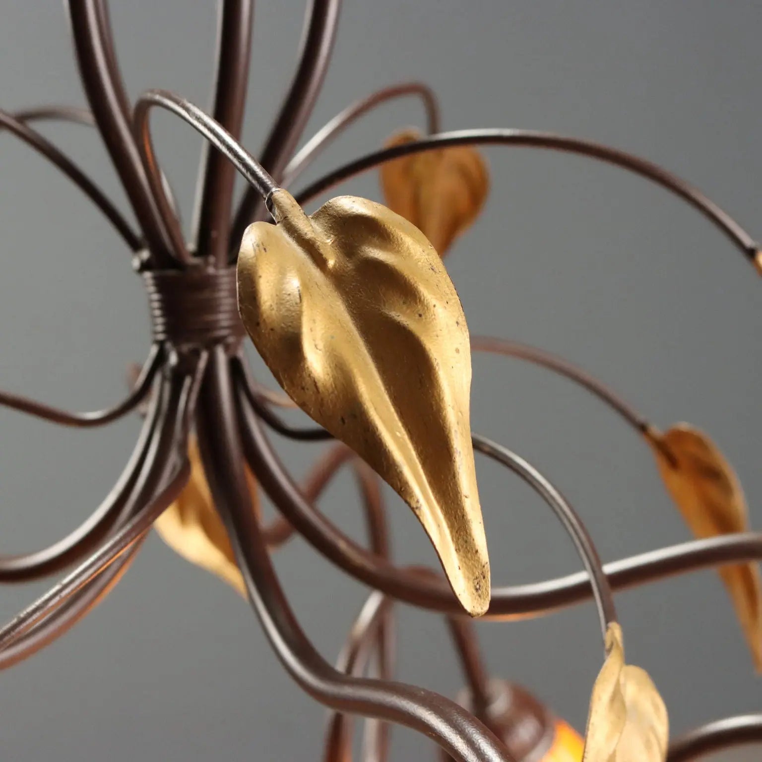 Antique Chandelier Art Nouveau Style Glass Metal XX Century