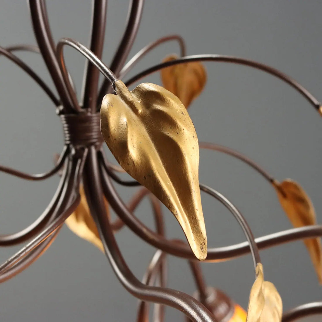 Antique Chandelier Art Nouveau Style Glass Metal XX Century