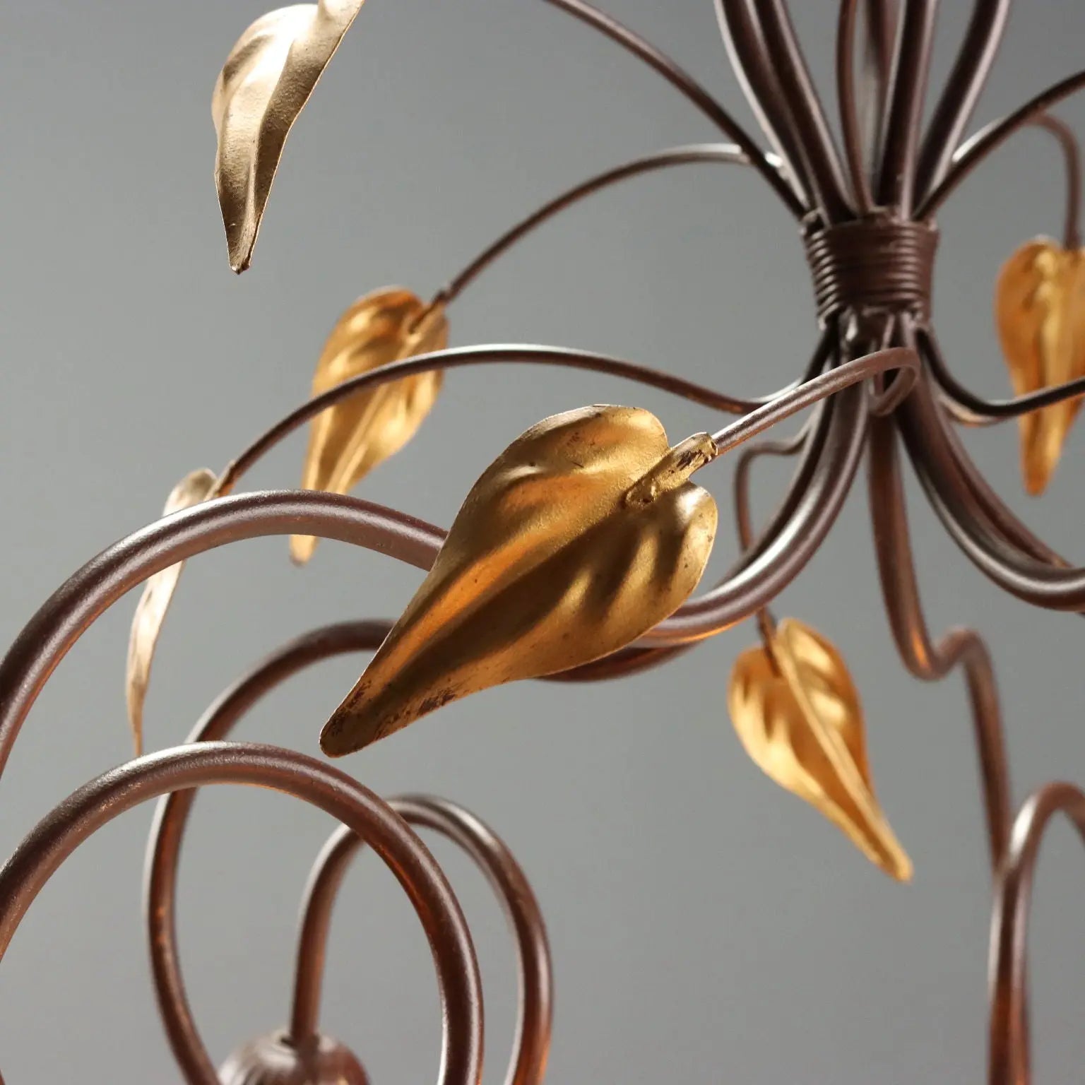 Antique Chandelier Art Nouveau Style Glass Metal XX Century