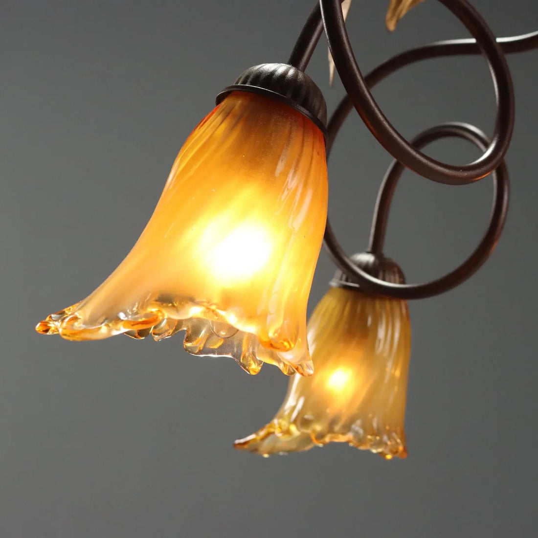 Antique Chandelier Art Nouveau Style Glass Metal XX Century