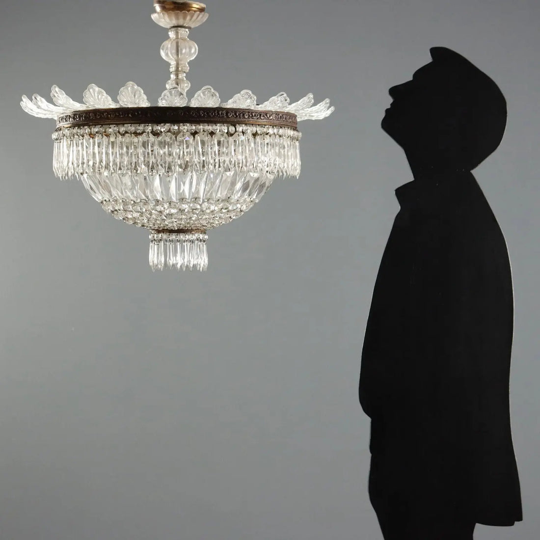 Antique Chandelier Empire Style Glass 5 Lights Italy XX Century