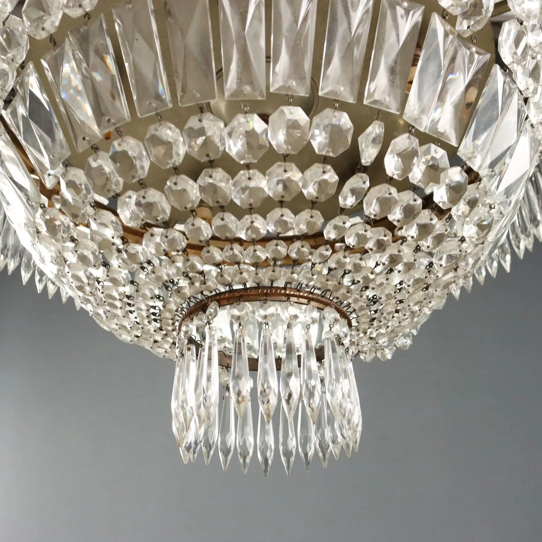 Antique Chandelier Empire Style Glass 5 Lights Italy XX Century