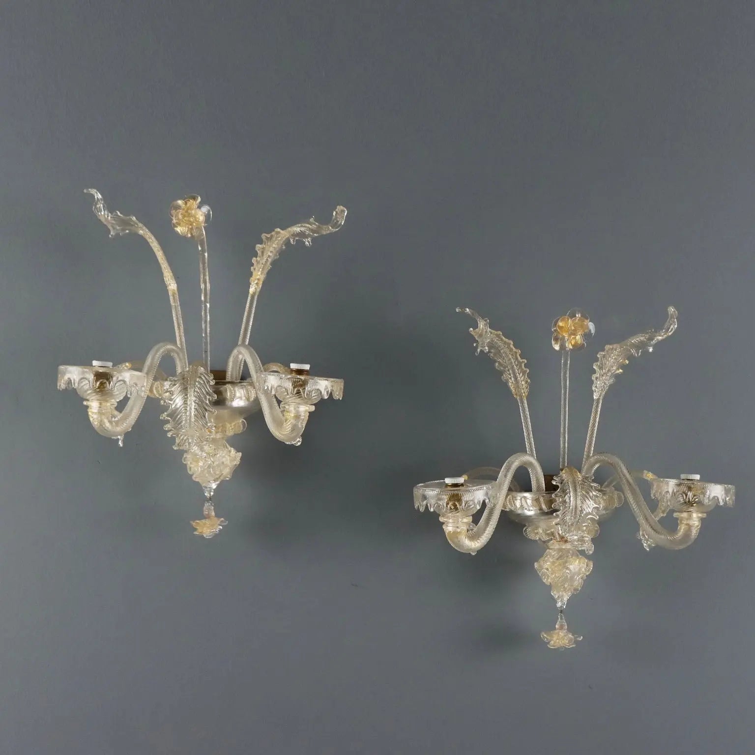 Antique Wall Lamps Murano Glass Italy XX Century