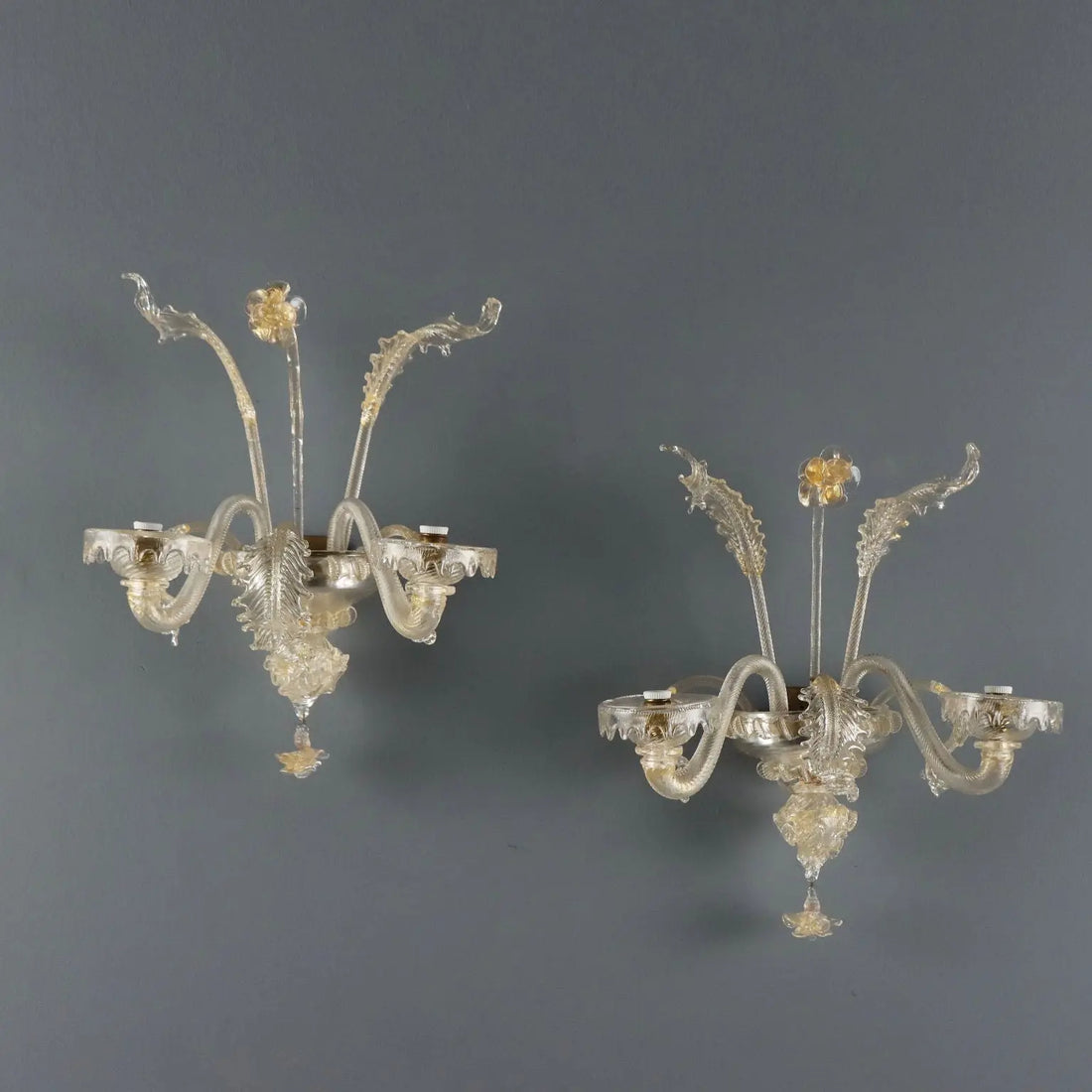 Antique Wall Lamps Murano Glass Italy XX Century