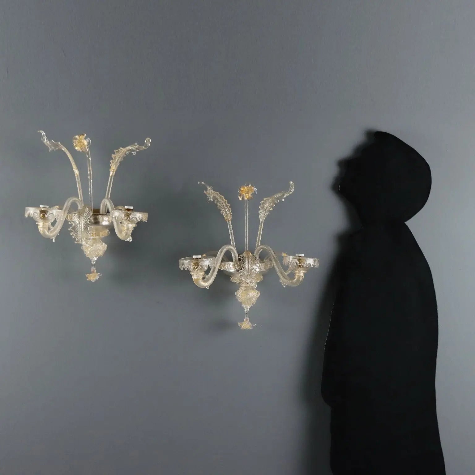 Antique Wall Lamps Murano Glass Italy XX Century