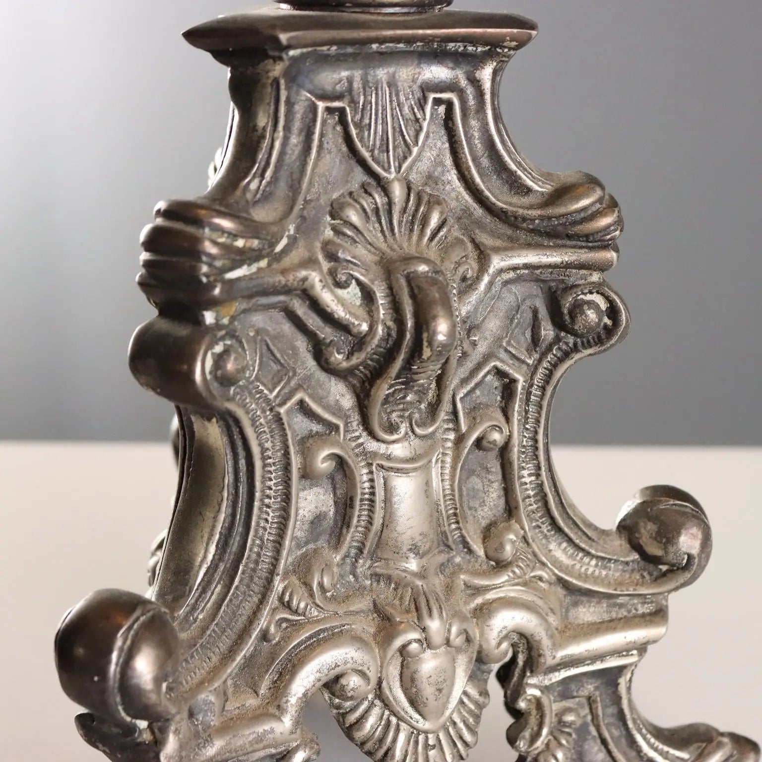 Antique Candelabra Metal Fabric Baroque Style XX Century