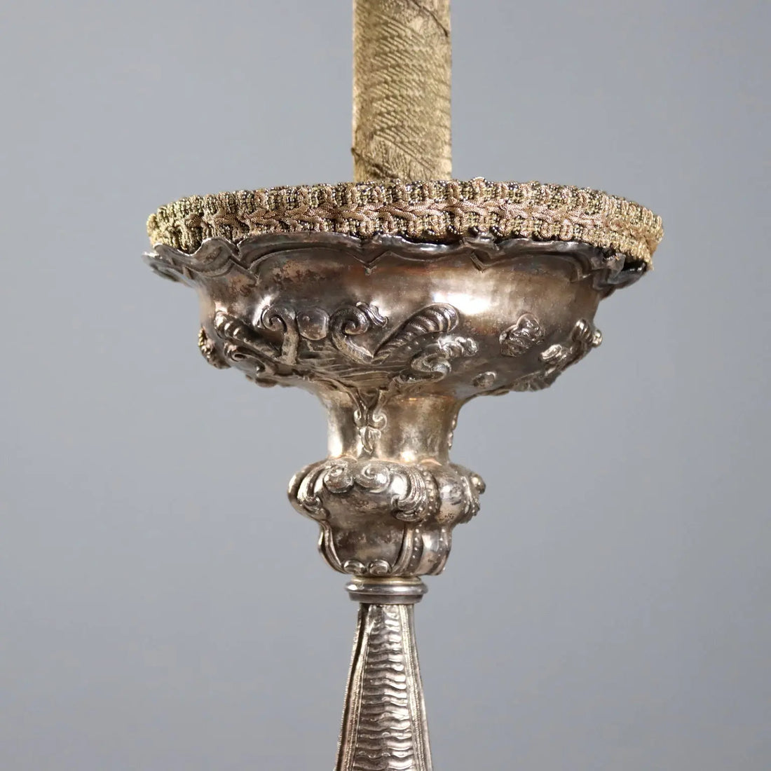 Antique Candelabra Silvered Sheeth Metal Italy Late XIX Century