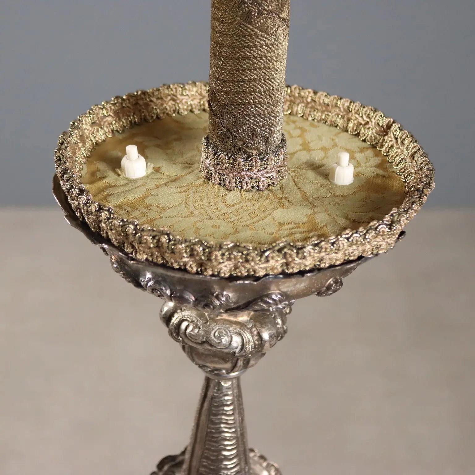 Antique Candelabra Silvered Sheeth Metal Italy Late XIX Century