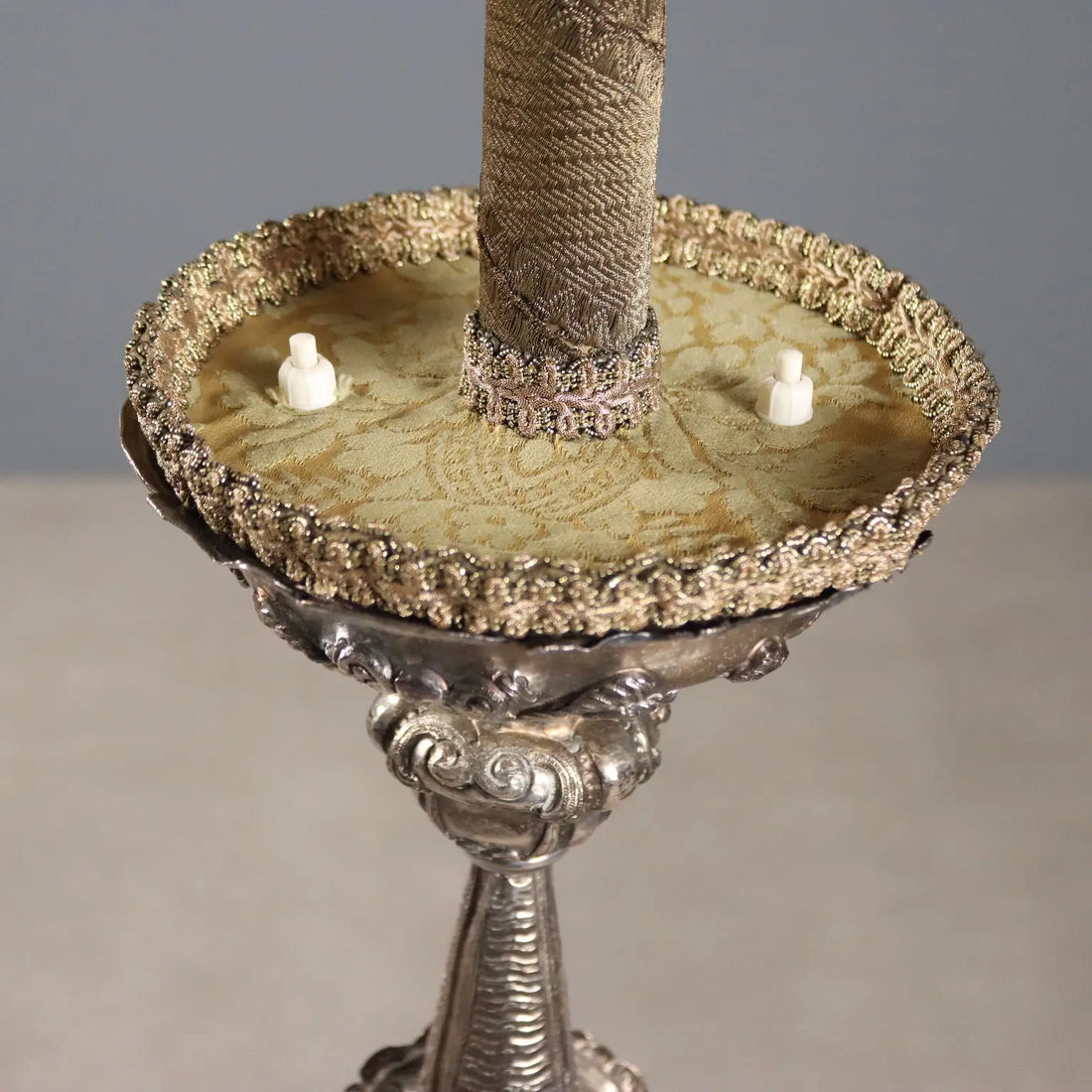 Antique Candelabra Silvered Sheeth Metal Italy Late XIX Century