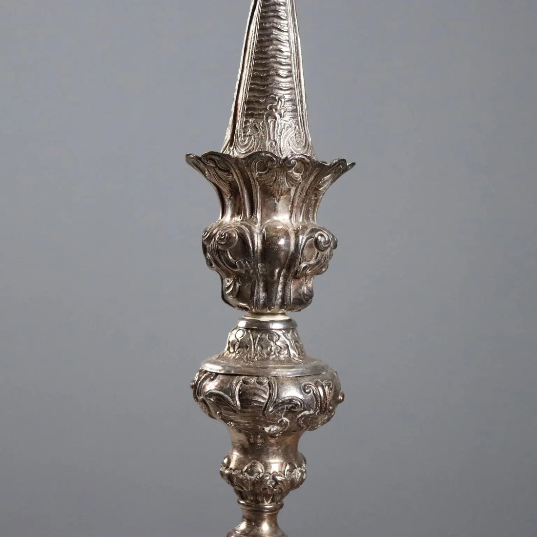 Antique Candelabra Silvered Sheeth Metal Italy Late XIX Century