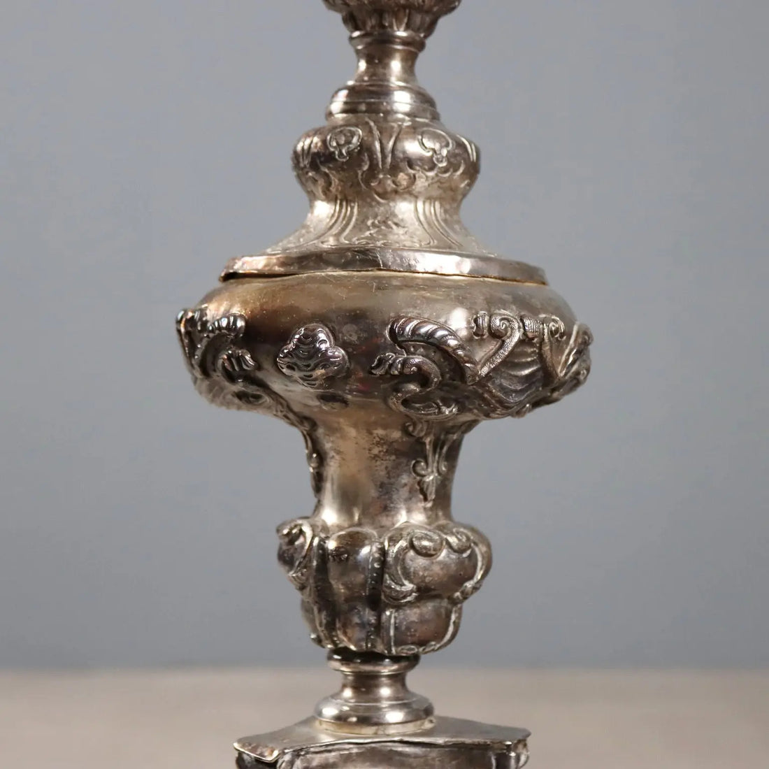 Antique Candelabra Silvered Sheeth Metal Italy Late XIX Century