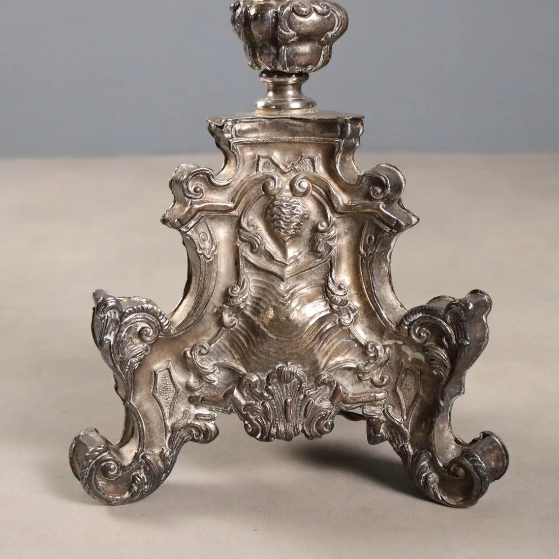 Antique Candelabra Silvered Sheeth Metal Italy Late XIX Century