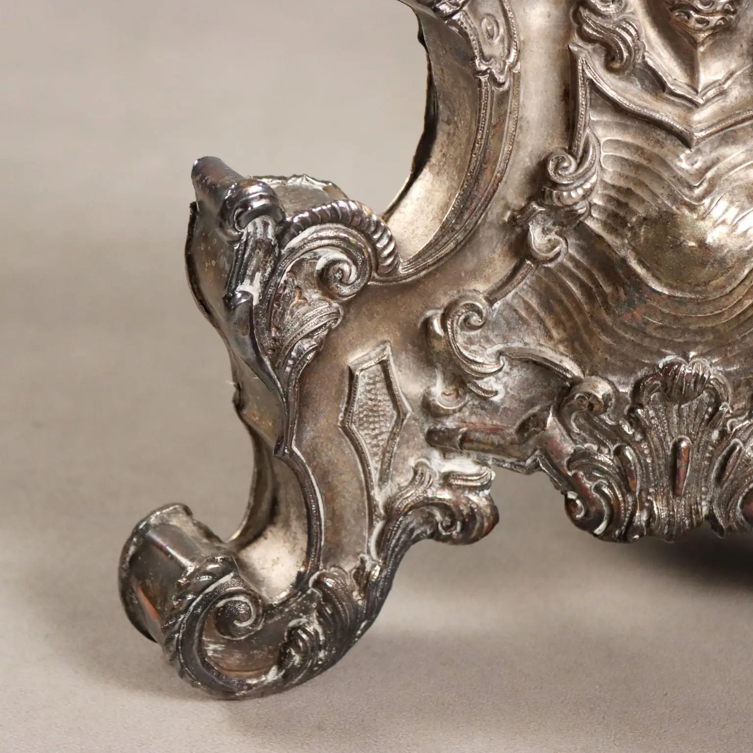 Antique Candelabra Silvered Sheeth Metal Italy Late XIX Century