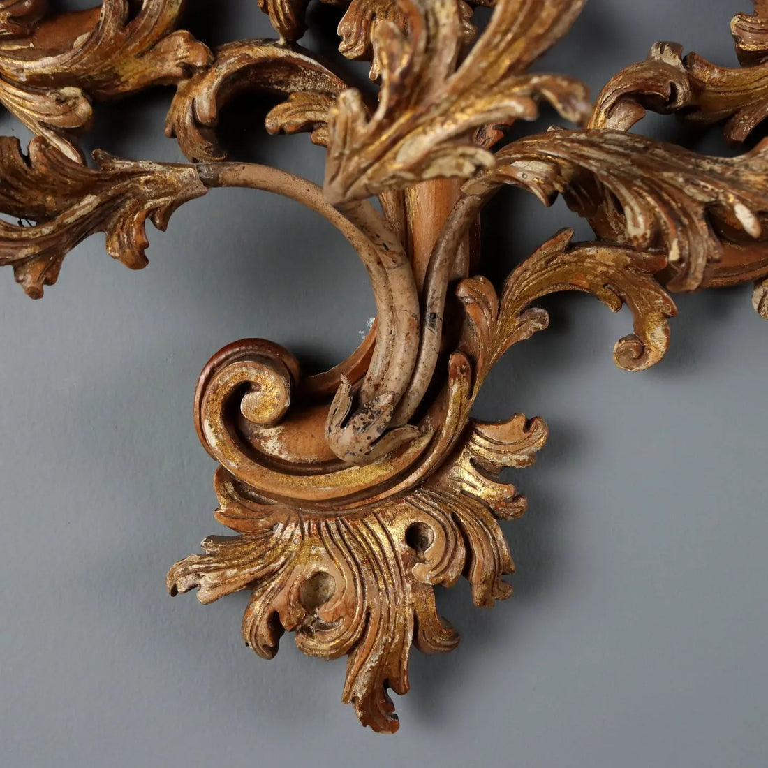 Antique Wall Lamps Lacquered Gilded Wood Italy XX Century