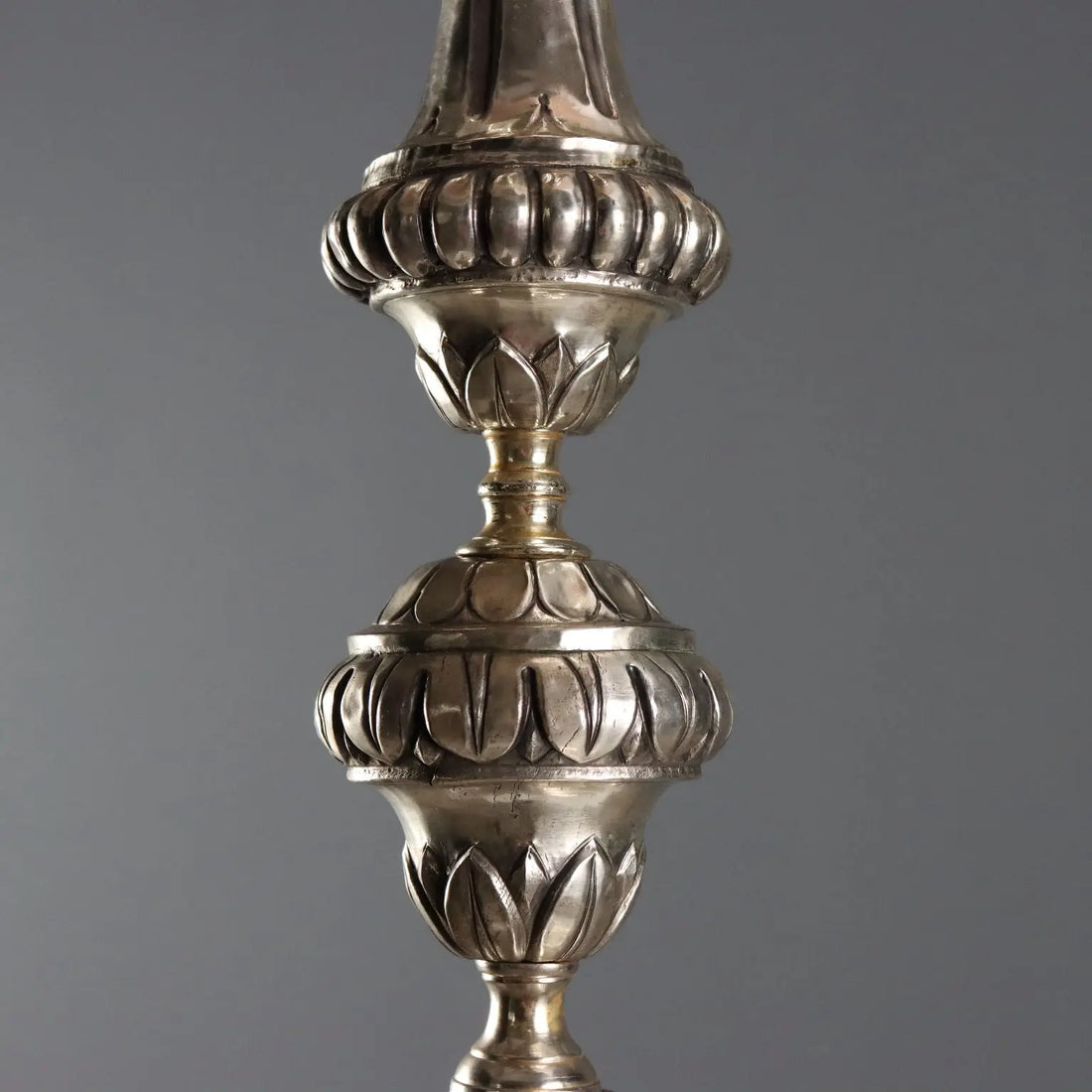 Baroque Metal Torchiere with Fabric Lampshade