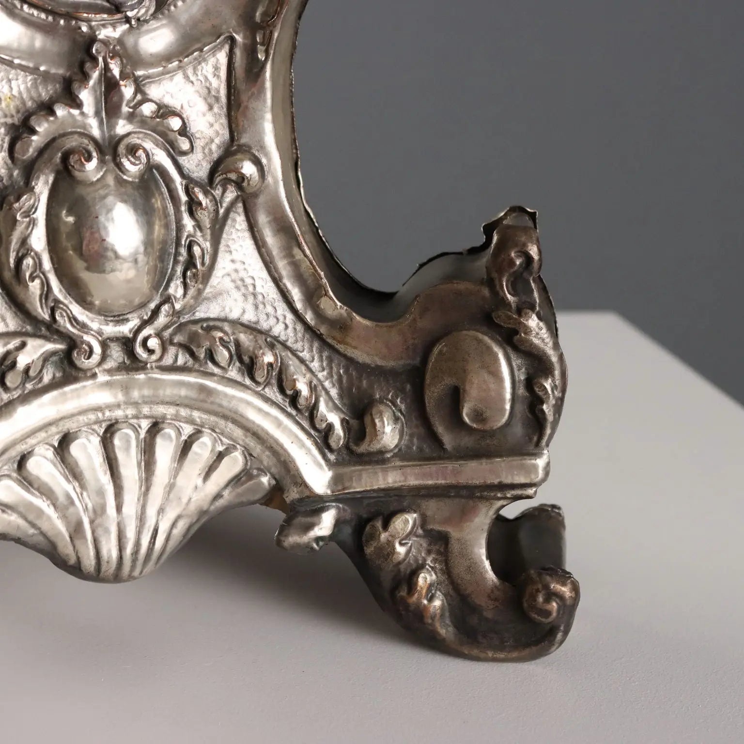 Baroque Metal Torchiere with Fabric Lampshade