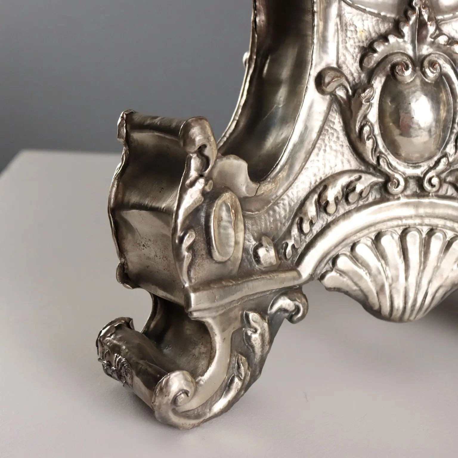 Baroque Metal Torchiere with Fabric Lampshade