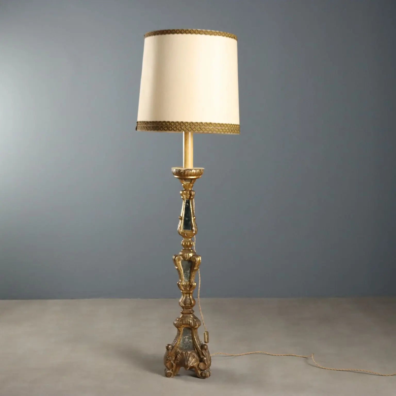 Antique Candelabra Carved Gilded Wood XVIII Century