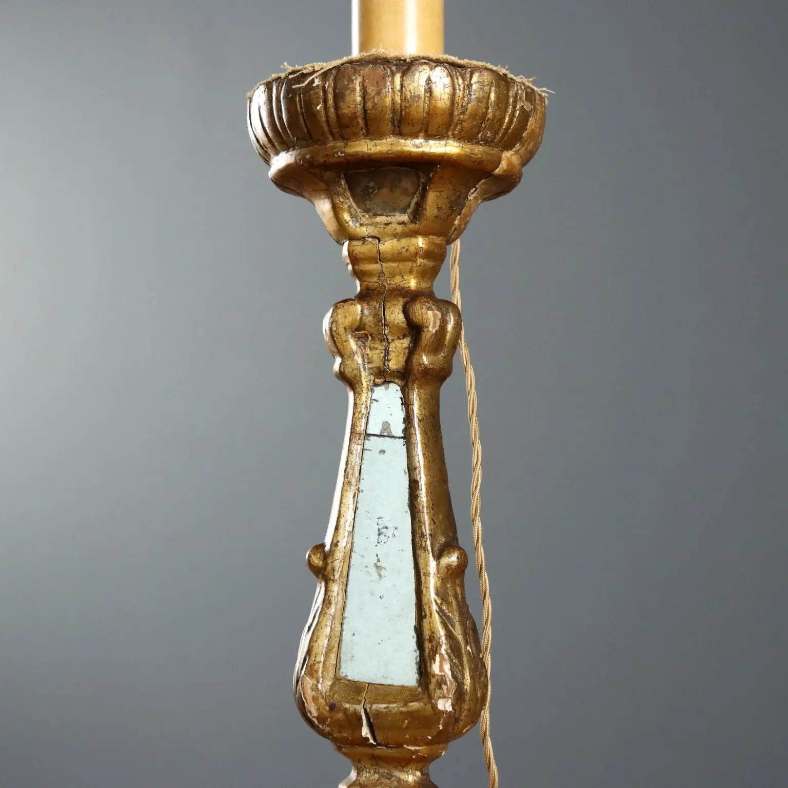 Antique Candelabra Carved Gilded Wood XVIII Century